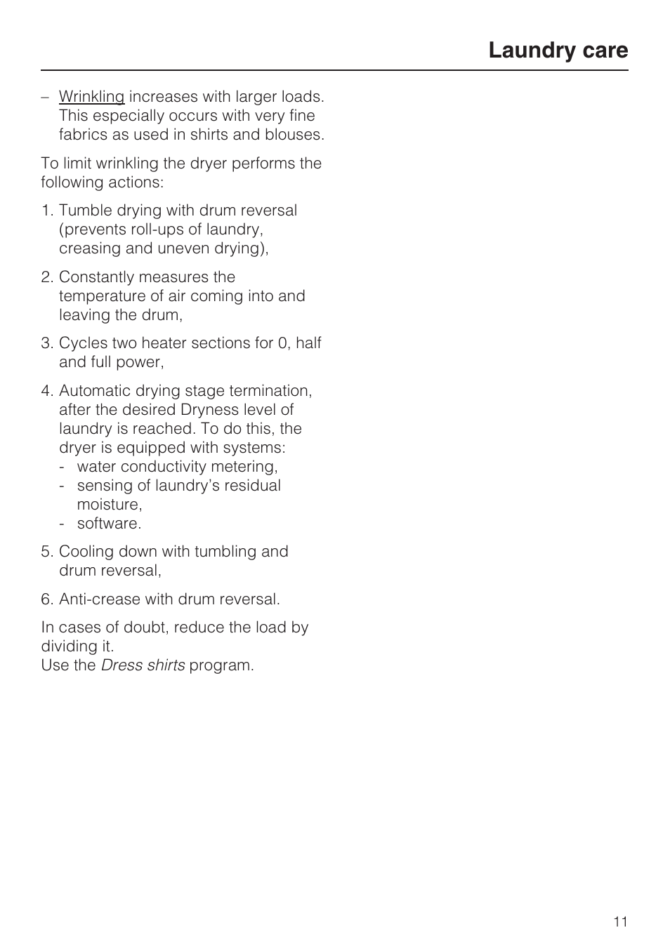 Laundry care | Miele NOVOTRONIC T 7634 User Manual | Page 11 / 52