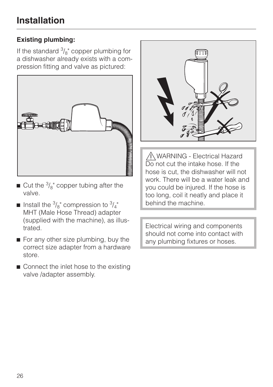 Installation | Miele 05 620 661 User Manual | Page 26 / 36