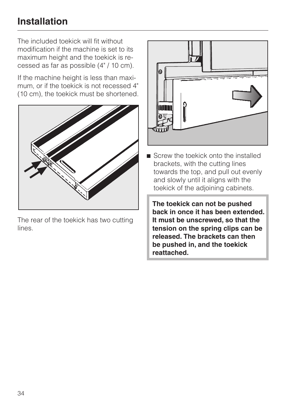 Installation | Miele 05 620 661 User Manual | Page 34 / 36