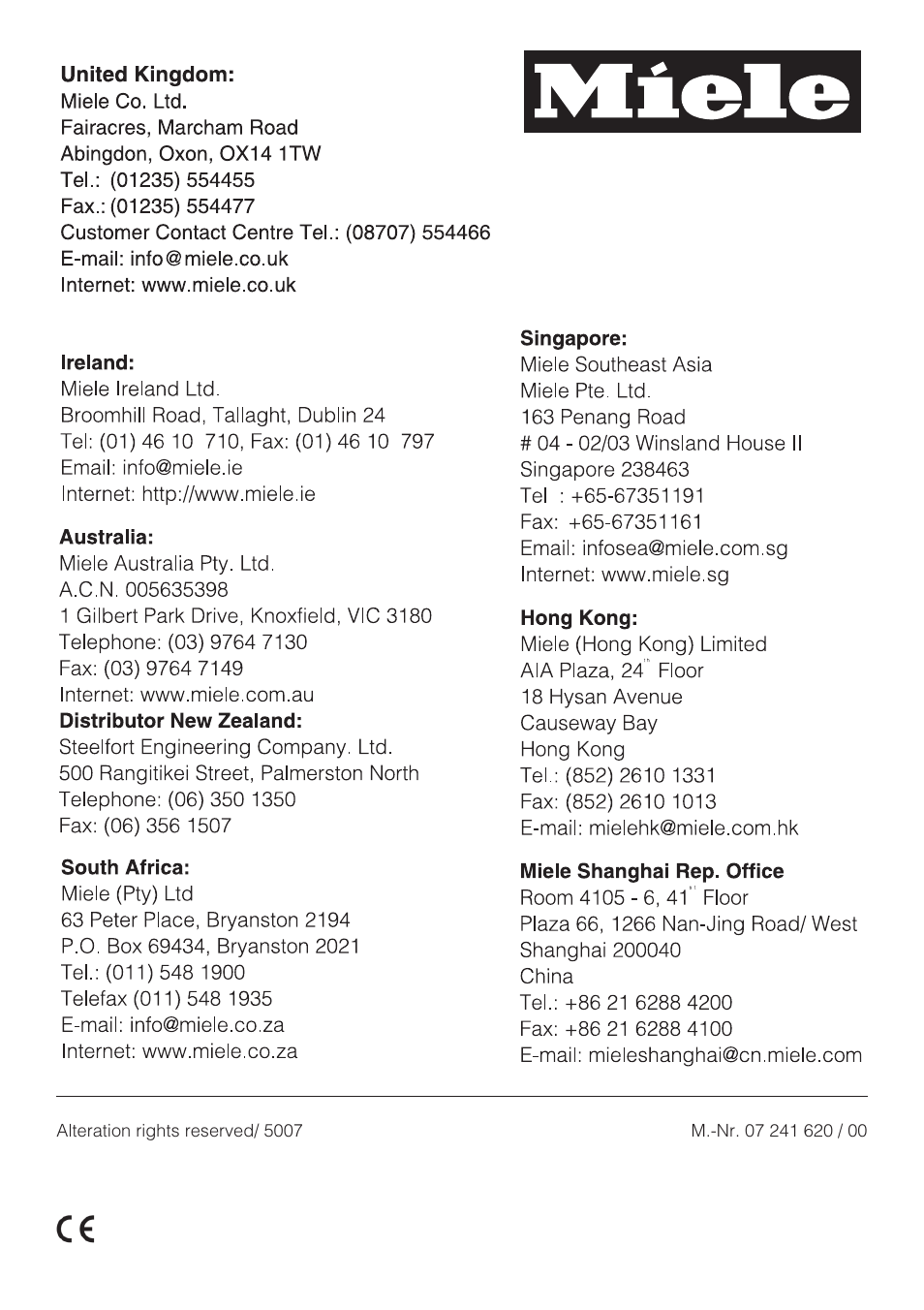 Miele ESS 3060-10 User Manual | Page 16 / 16