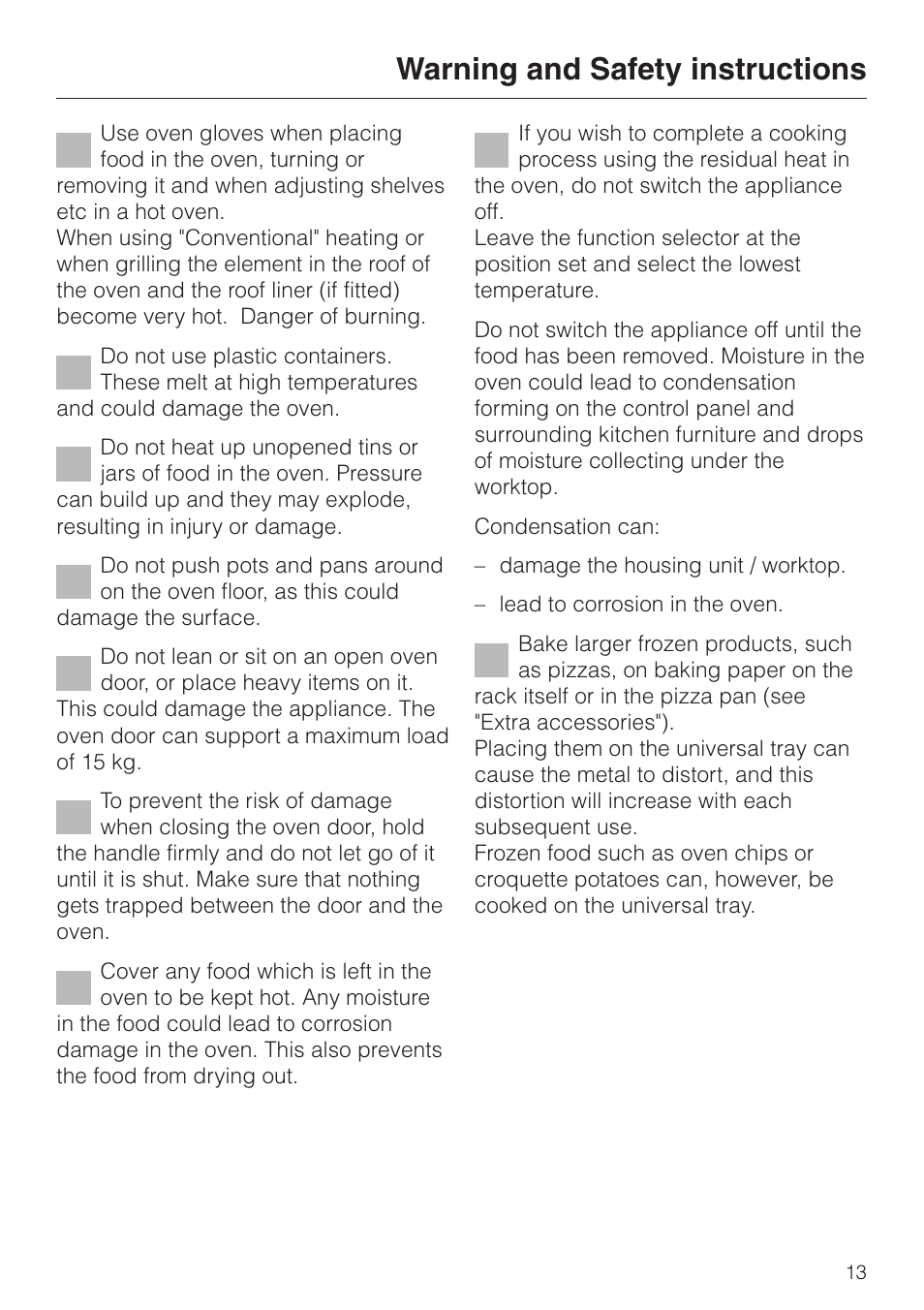 Warning and safety instructions | Miele H4200 User Manual | Page 13 / 64