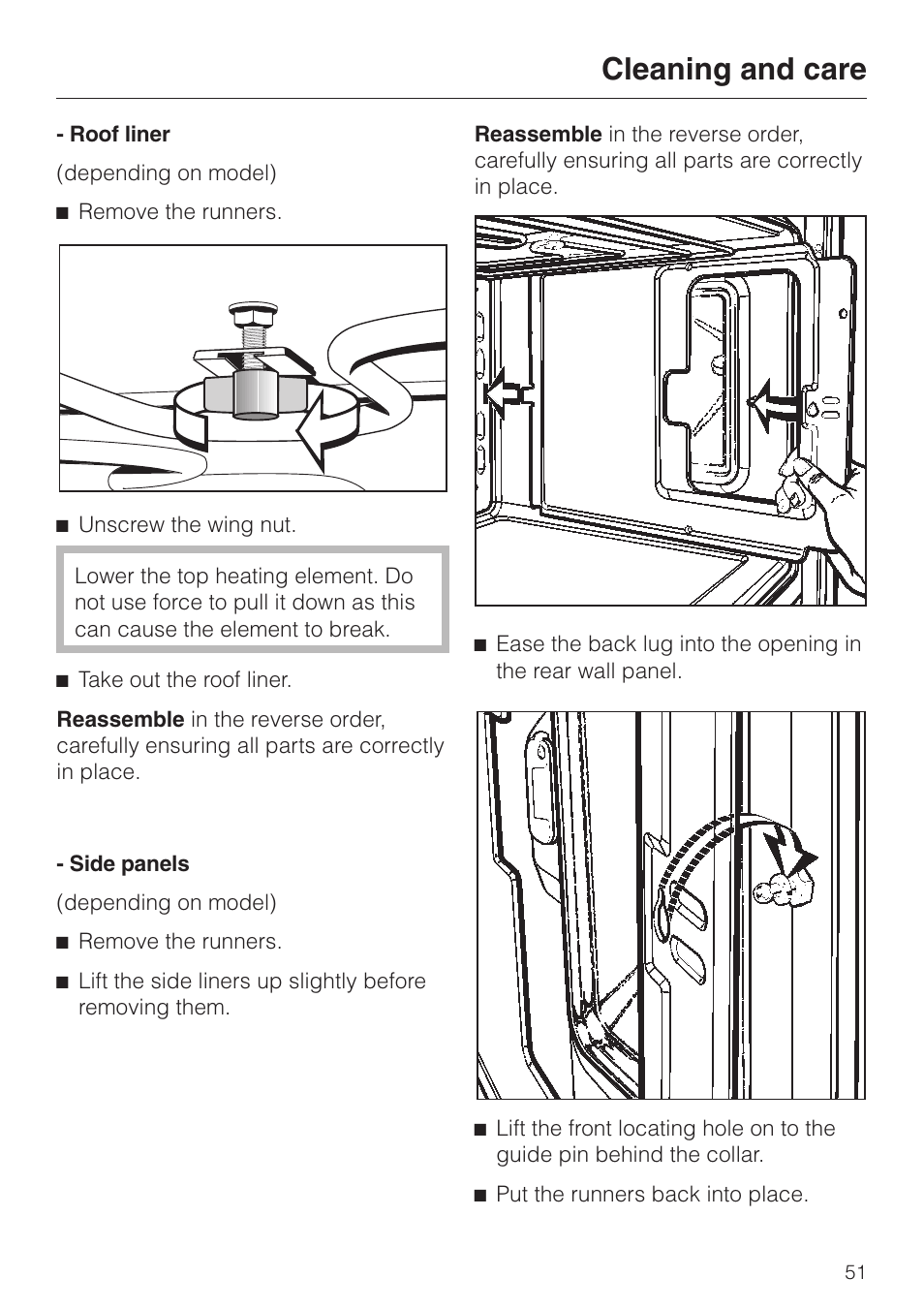 Cleaning and care | Miele H4200 User Manual | Page 51 / 64