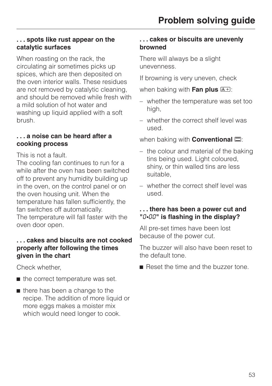 Problem solving guide | Miele H4200 User Manual | Page 53 / 64