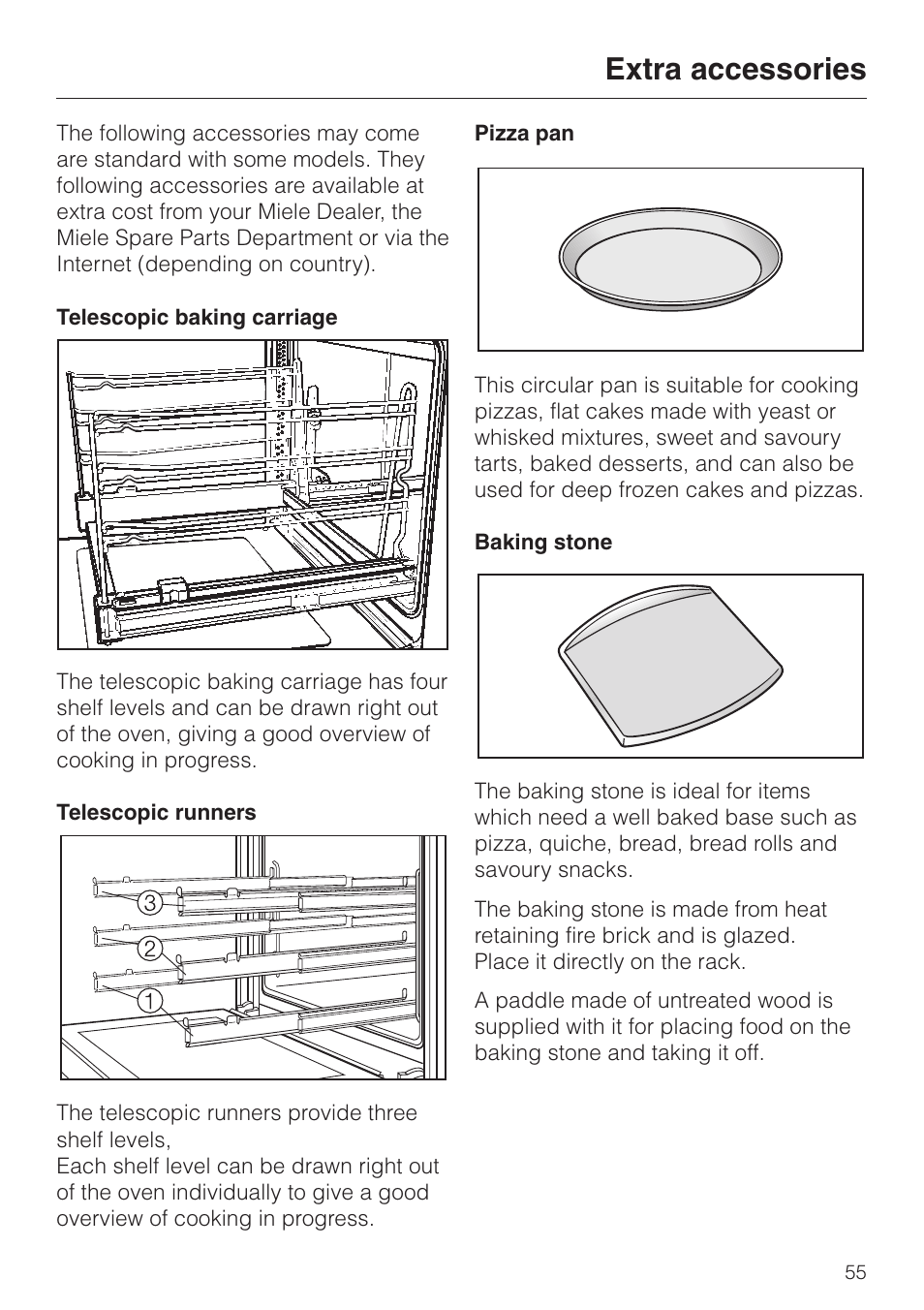 Extra accessories 55, Extra accessories | Miele H4200 User Manual | Page 55 / 64