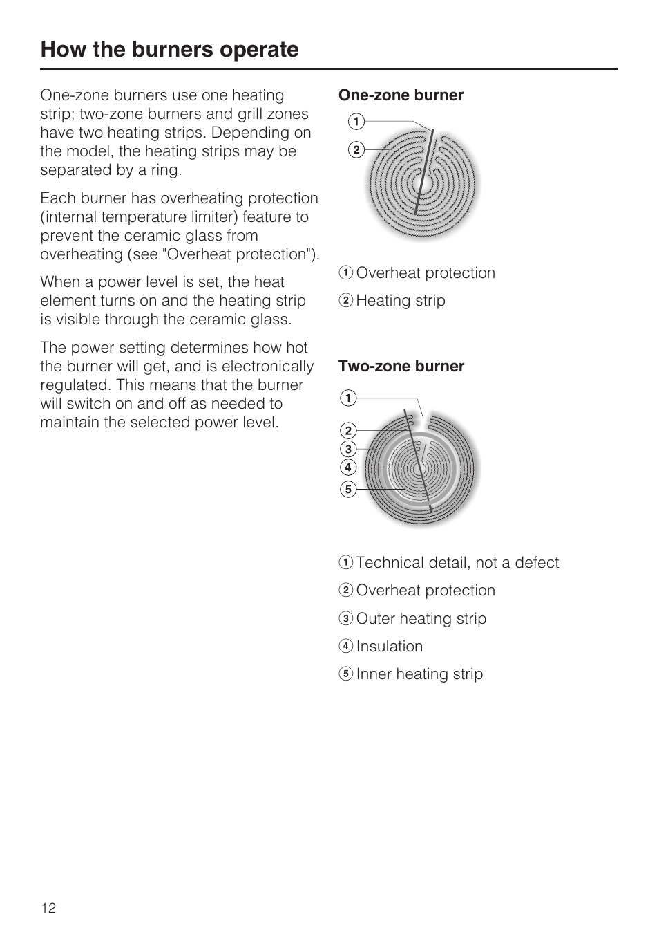 How the burners operate 12, How the burners operate | Miele KM 5621 User Manual | Page 12 / 36