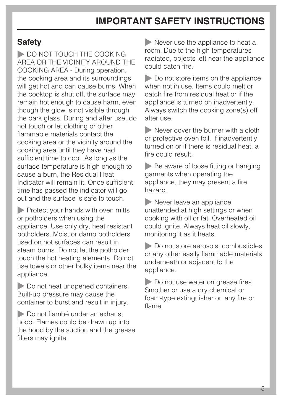 Important safety instructions | Miele KM 5621 User Manual | Page 5 / 36