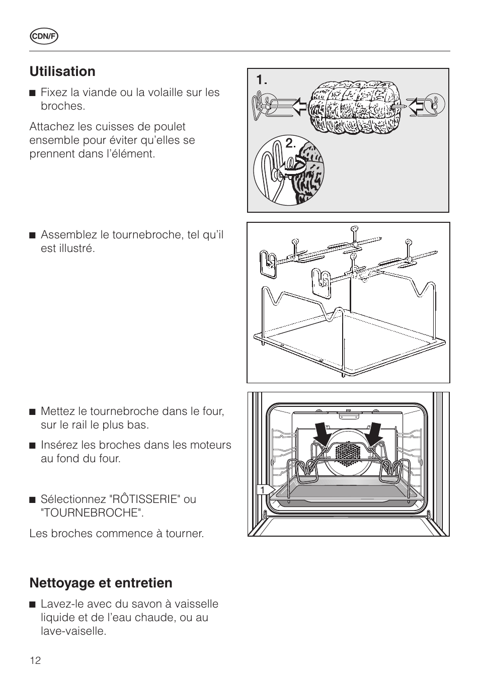 Utilisation, Nettoyage et entretien | Miele HGE 60 User Manual | Page 12 / 20