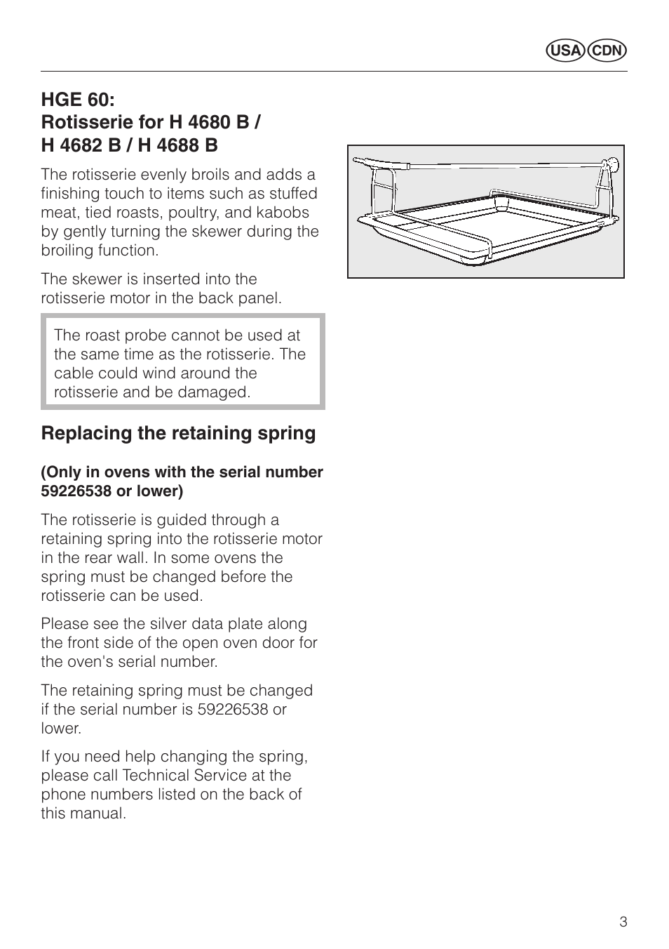 Uv 3, Replacing the retaining spring | Miele HGE 60 User Manual | Page 3 / 20