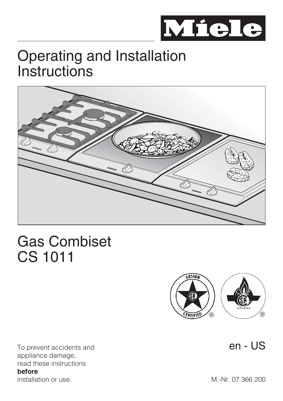 Miele GAS COMBISET CS 1011 User Manual | 48 pages