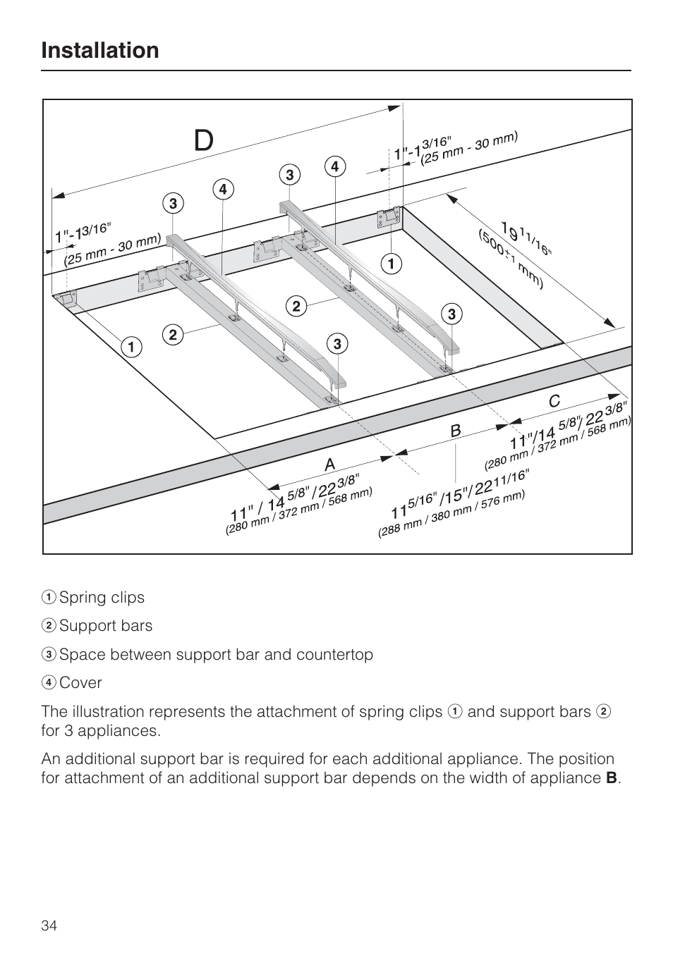 Installation | Miele GAS COMBISET CS 1011 User Manual | Page 34 / 48