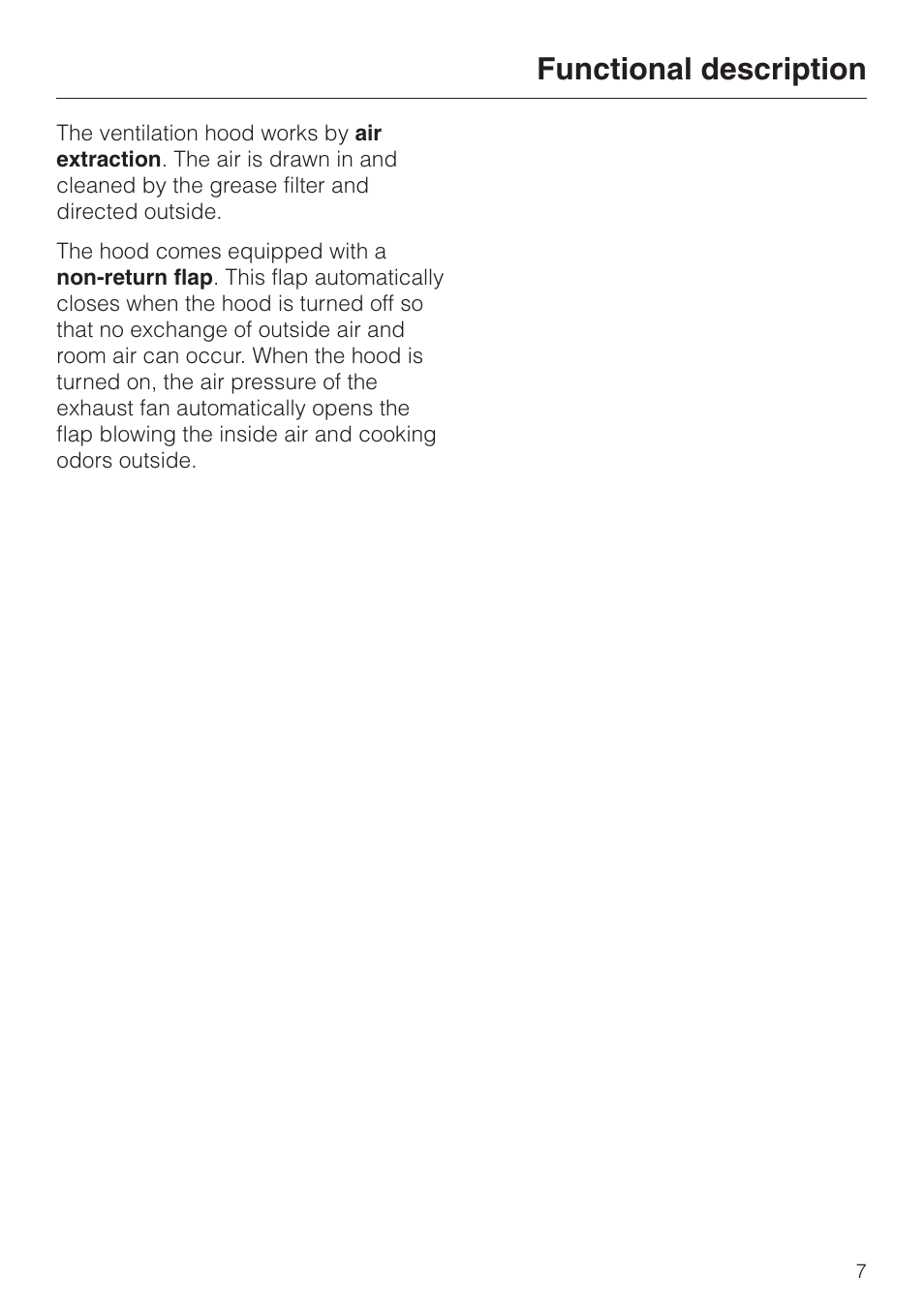 Functional description 7, Functional description | Miele DA251-4 User Manual | Page 7 / 36