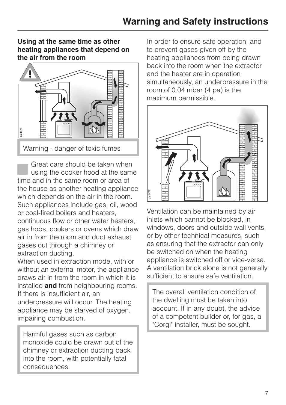 Warning and safety instructions | Miele DA 424 V EXT User Manual | Page 7 / 36
