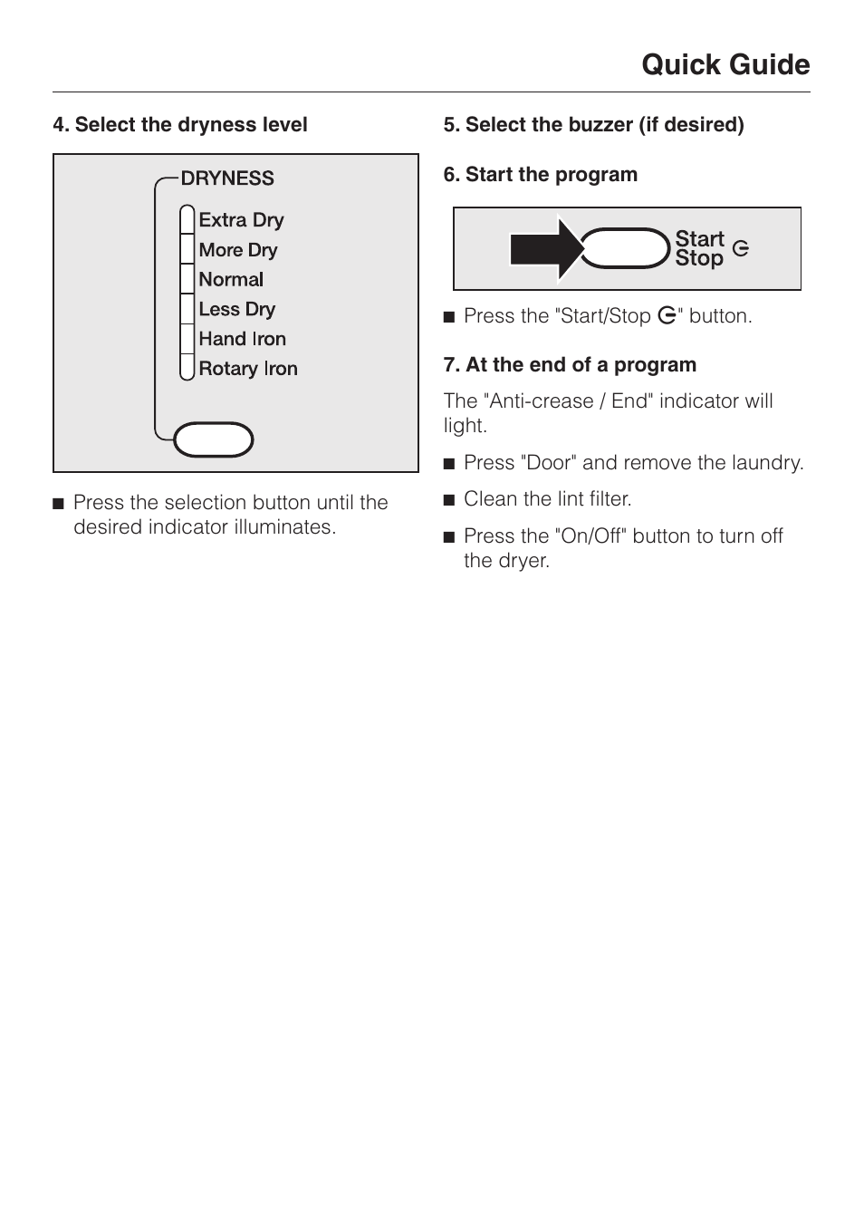 Quick guide | Miele T 1313 User Manual | Page 21 / 40