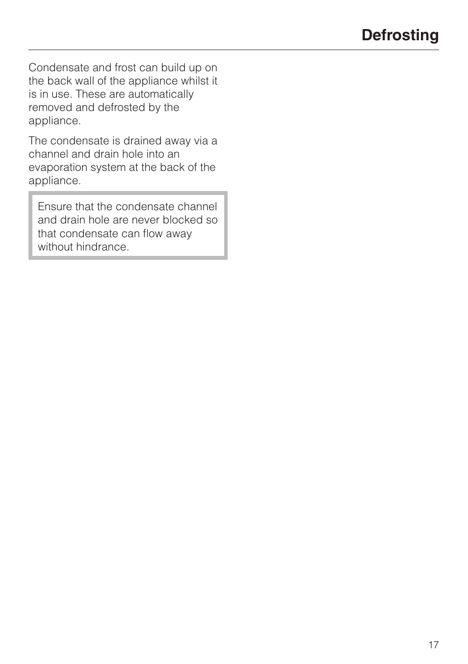 Defrosting 17, Defrosting | Miele KWL 4812 S User Manual | Page 17 / 32