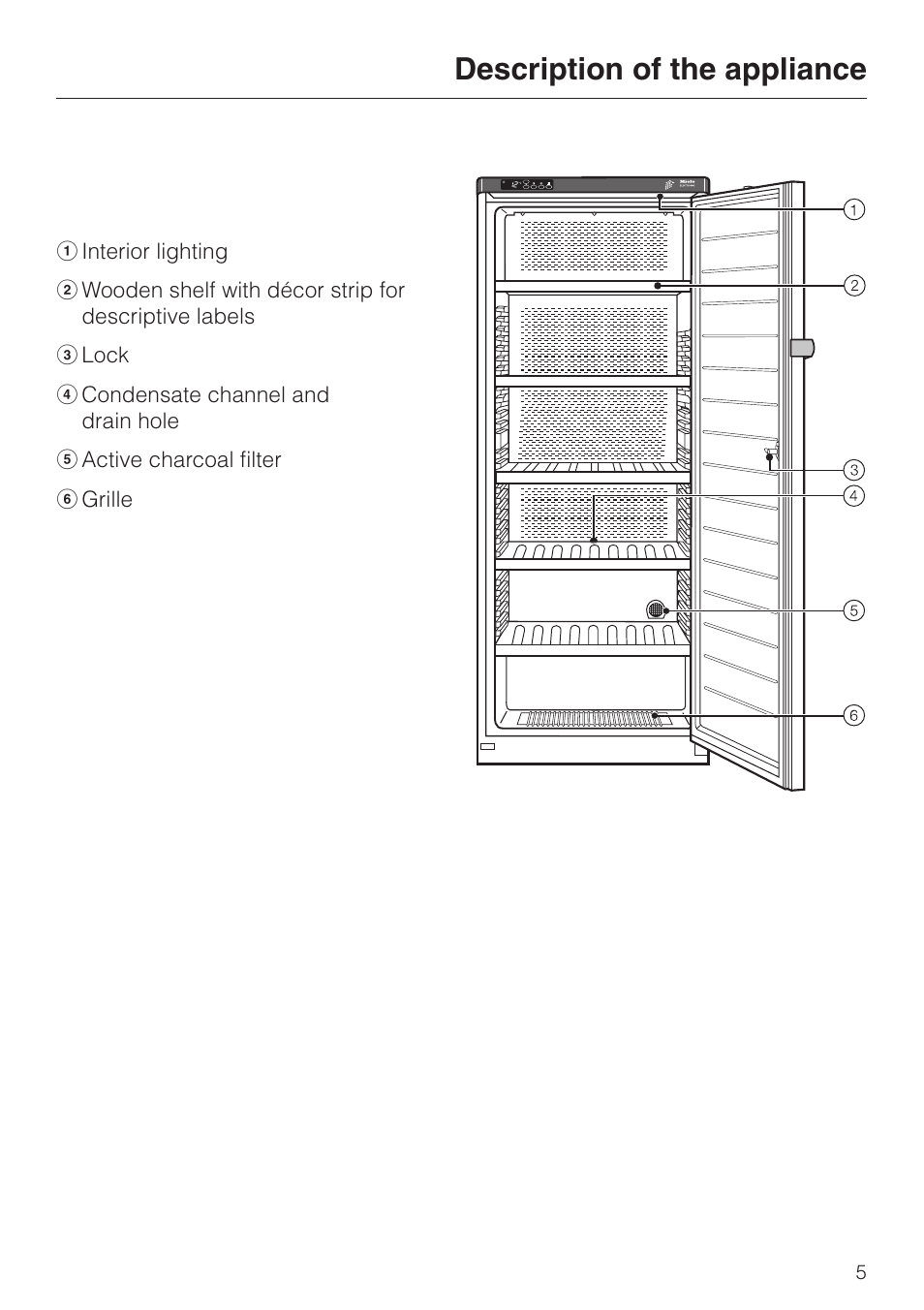 Description of the appliance | Miele KWL 4812 S User Manual | Page 5 / 32