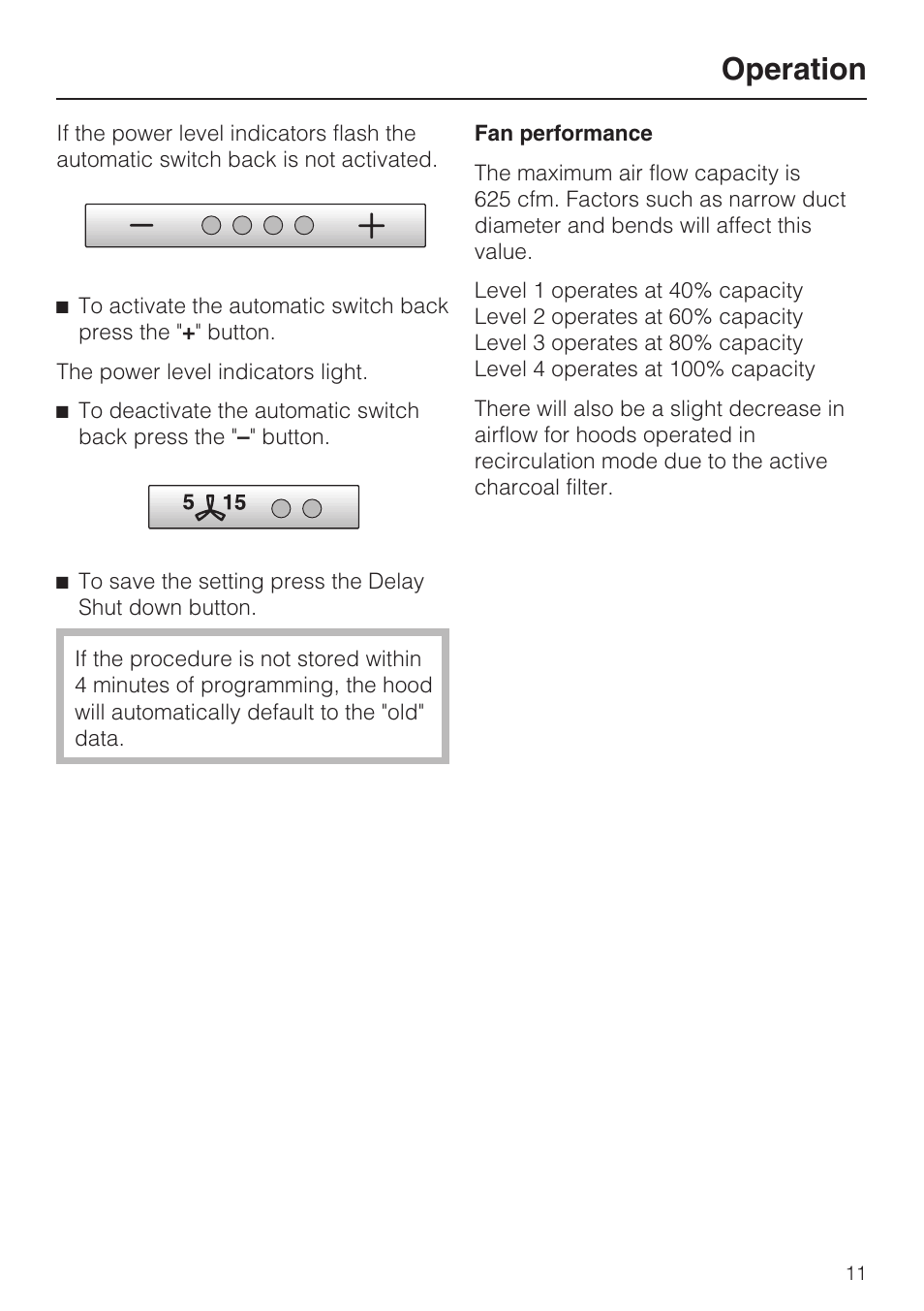 Operation | Miele DA409 User Manual | Page 11 / 36