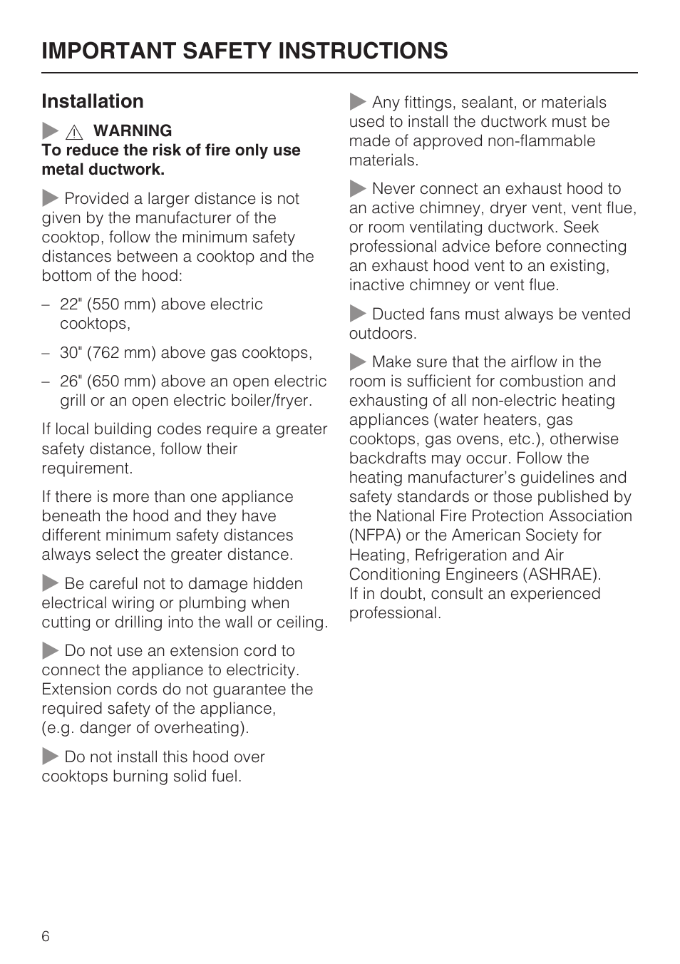 Important safety instructions | Miele DA409 User Manual | Page 6 / 36