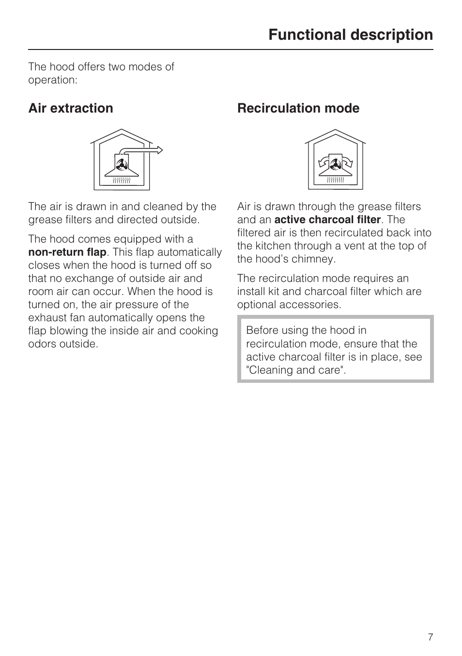 Functional description 7, Functional description | Miele DA409 User Manual | Page 7 / 36