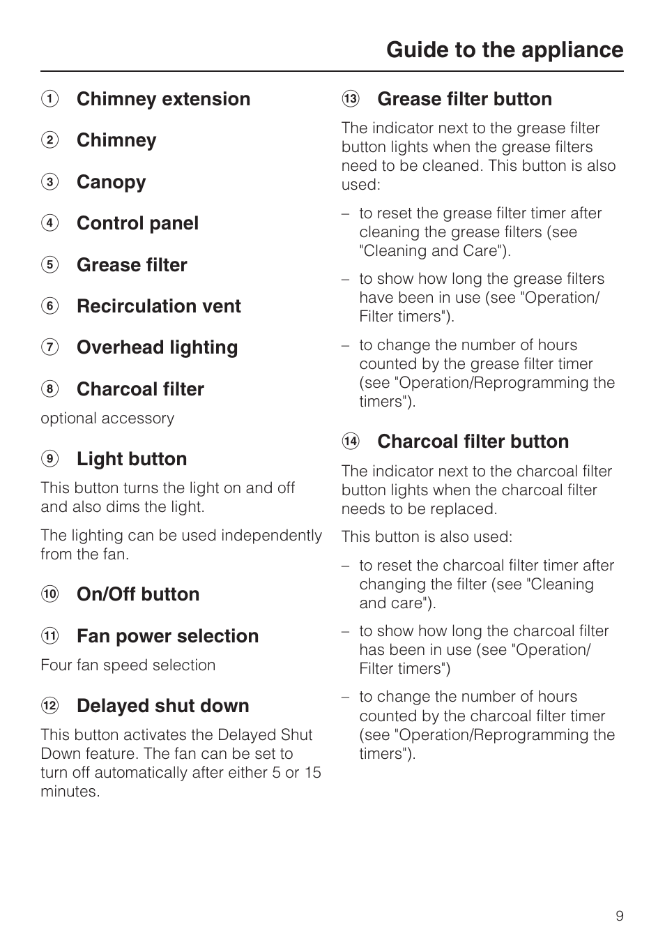 Guide to the appliance | Miele DA409 User Manual | Page 9 / 36