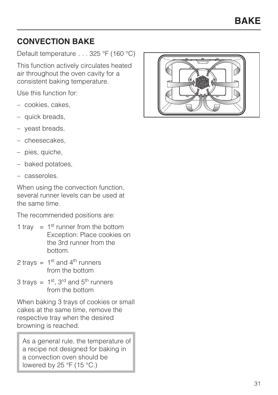 Bake, Convection bake | Miele H4881BP User Manual | Page 31 / 76