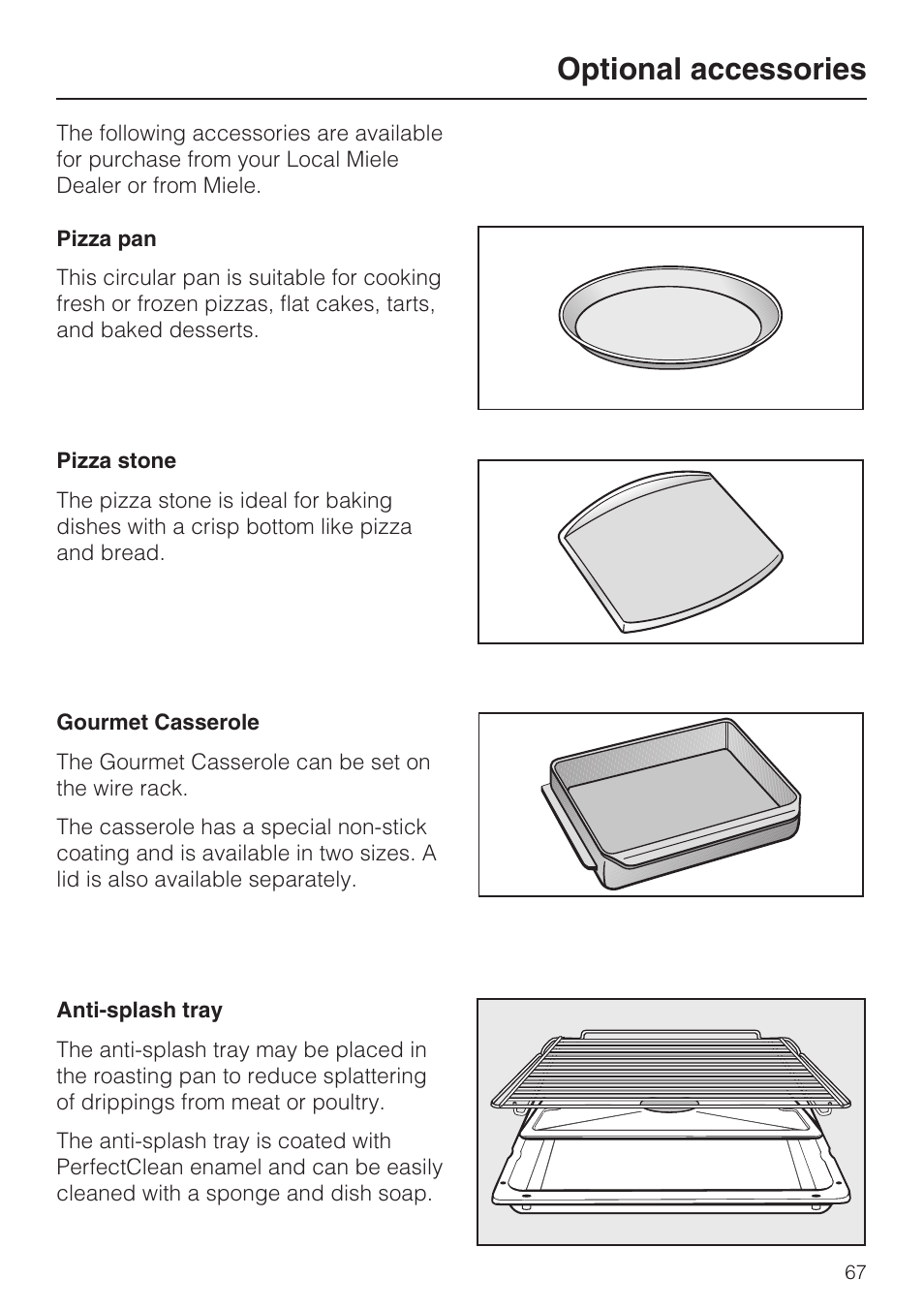 Optional accessories 67, Optional accessories | Miele H4881BP User Manual | Page 67 / 76