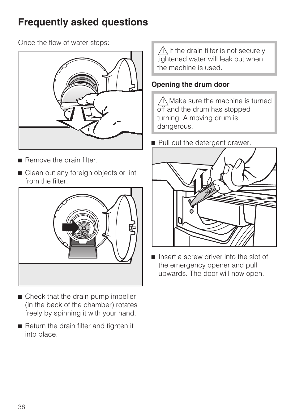 Frequently asked questions | Miele TOUCHTRONIC W 4802 User Manual | Page 42 / 56