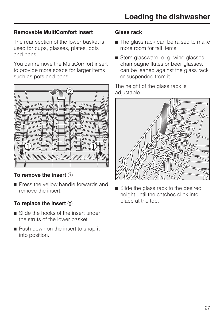Loading the dishwasher | Miele G 5870 User Manual | Page 27 / 76