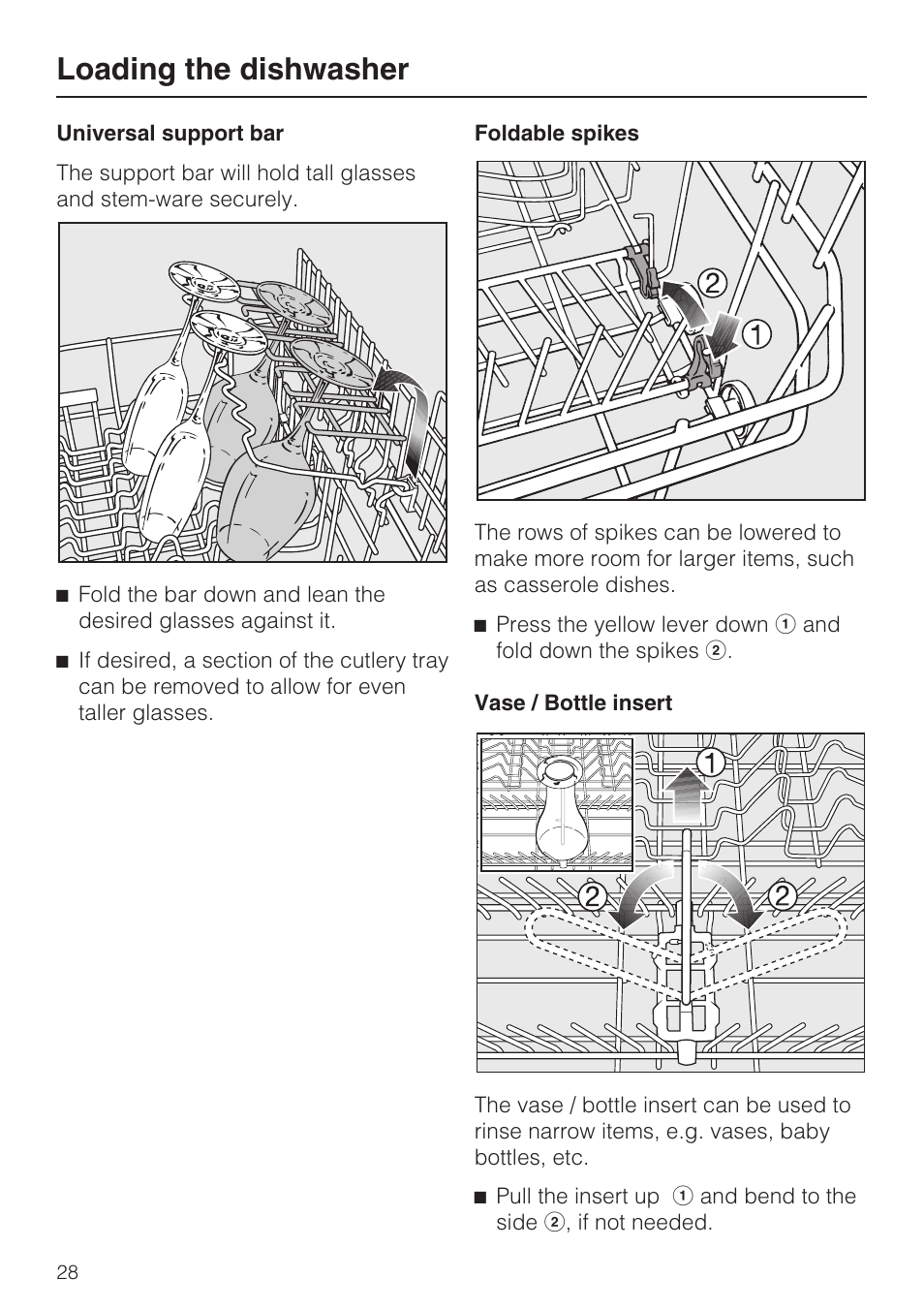 Loading the dishwasher | Miele G 5870 User Manual | Page 28 / 76