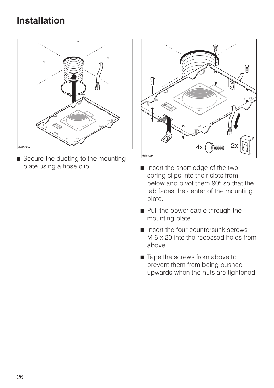 Installation | Miele DA 250 User Manual | Page 26 / 32