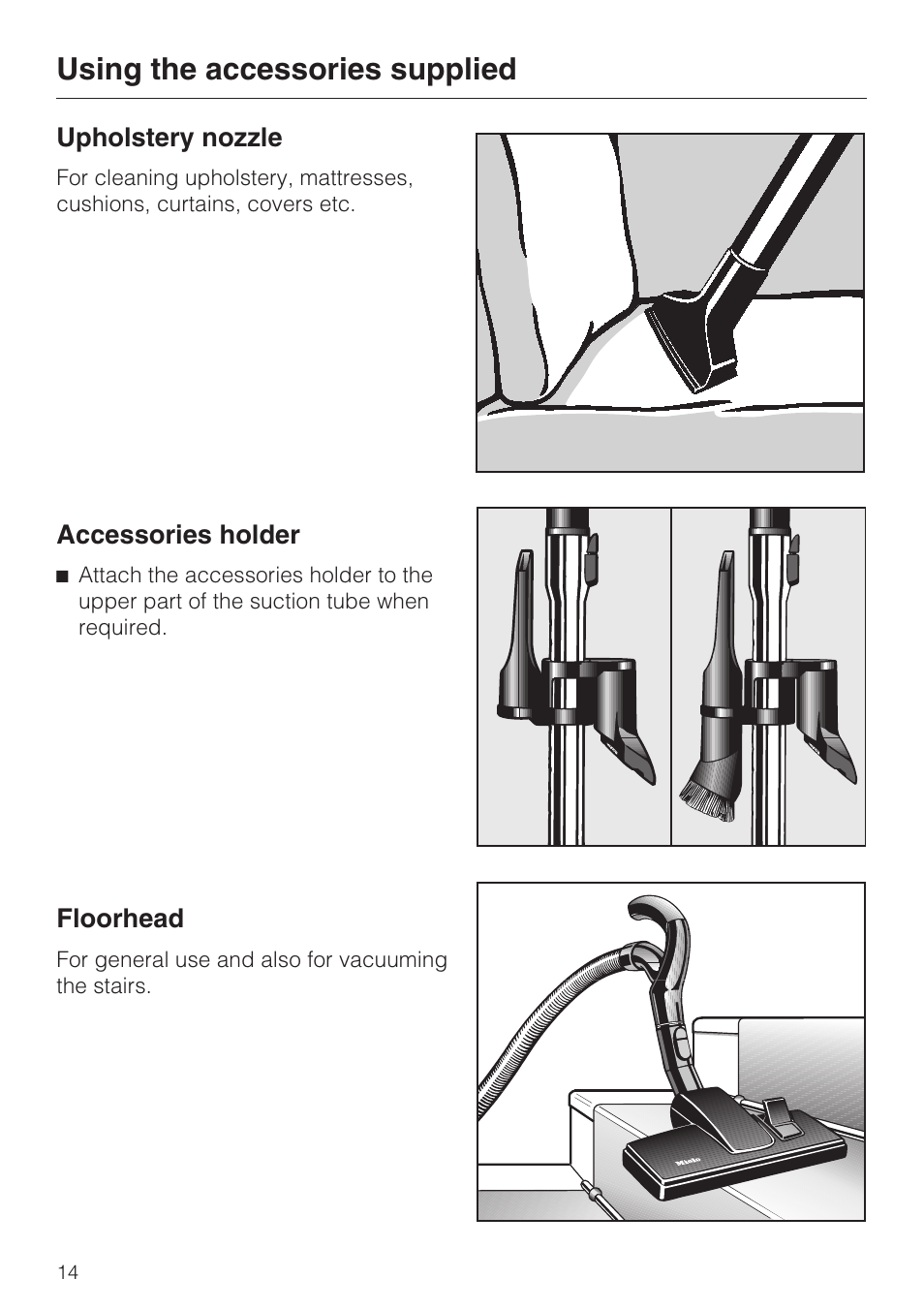 Using the accessories supplied | Miele S 4000 Series User Manual | Page 14 / 40