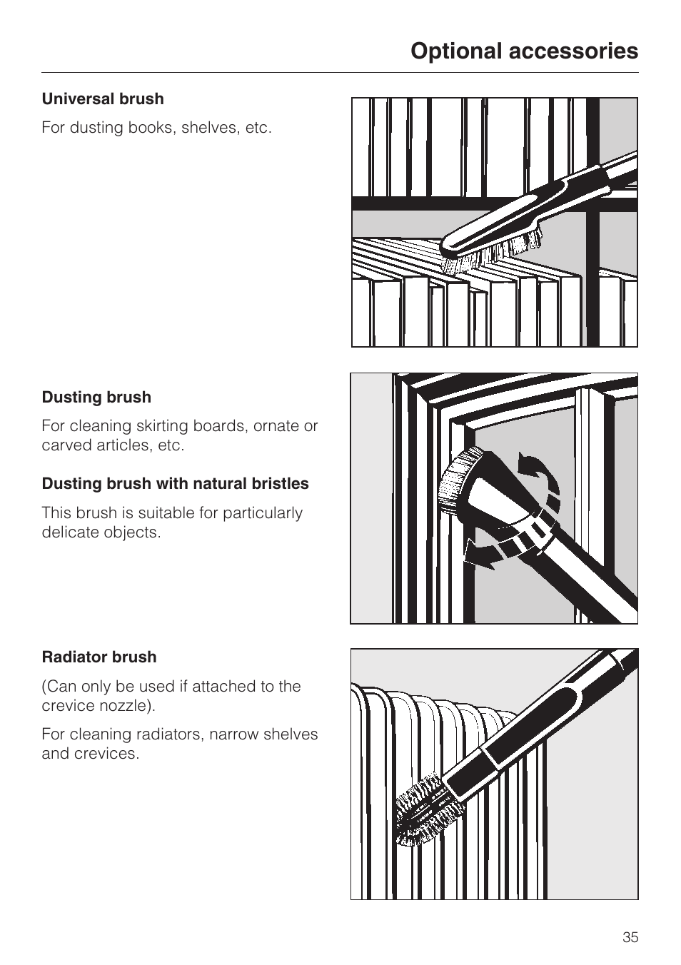 Optional accessories | Miele S 4000 Series User Manual | Page 35 / 40