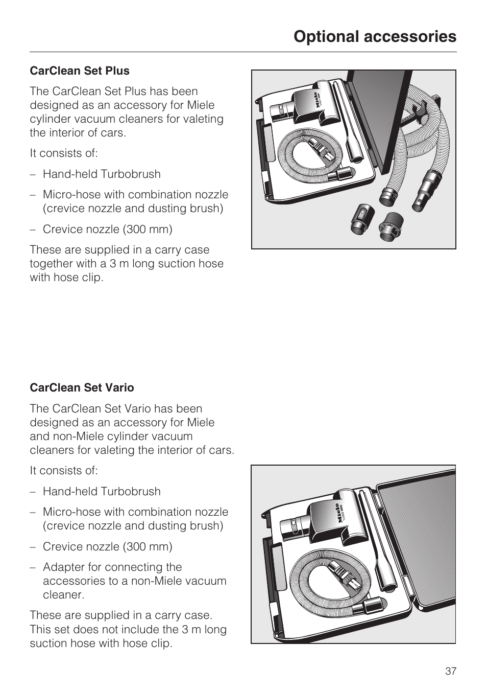 Optional accessories | Miele S 4000 Series User Manual | Page 37 / 40