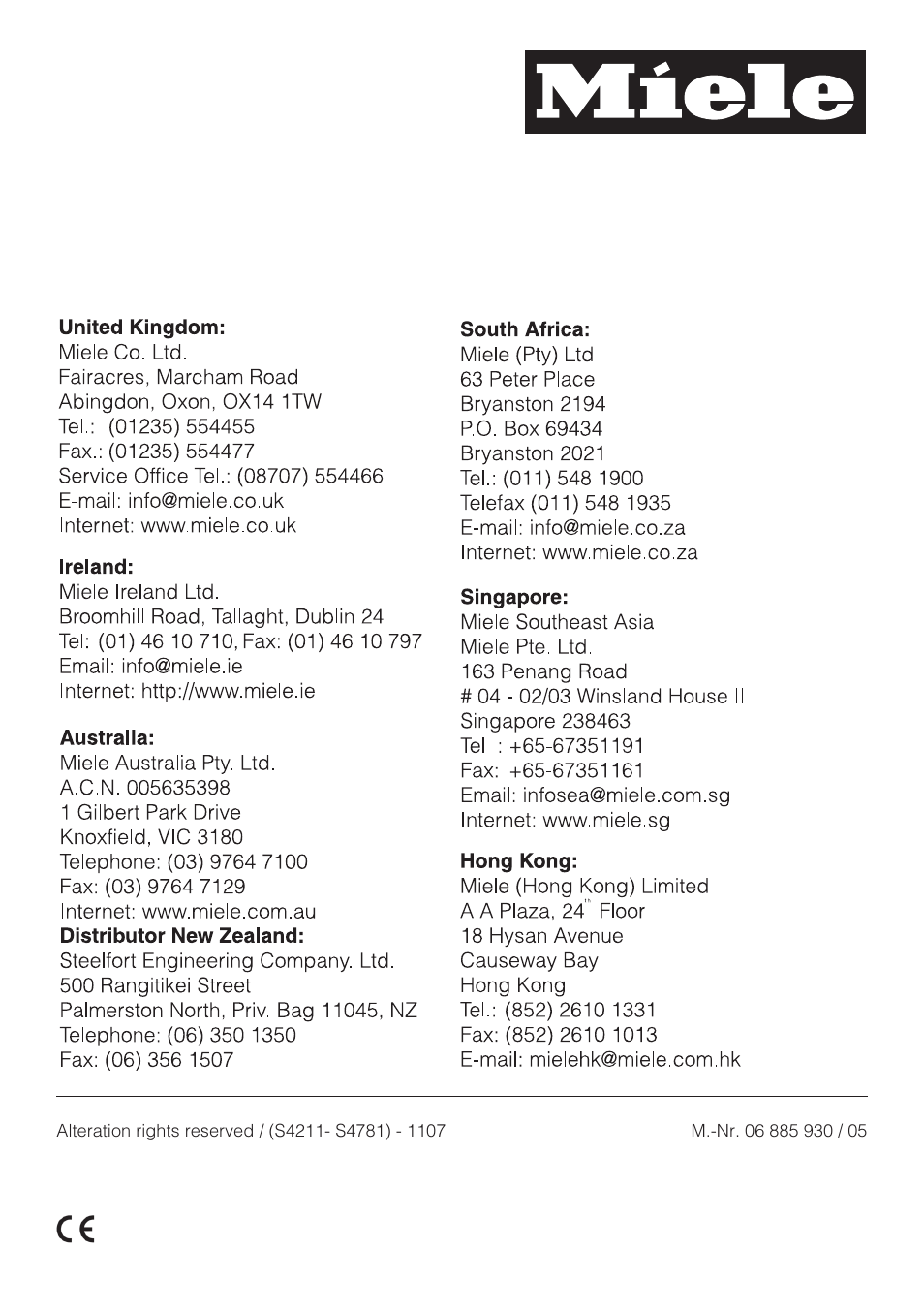 Miele S 4000 Series User Manual | Page 40 / 40