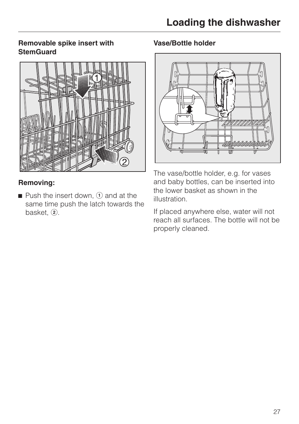 Loading the dishwasher | Miele G 2670 SC User Manual | Page 27 / 76