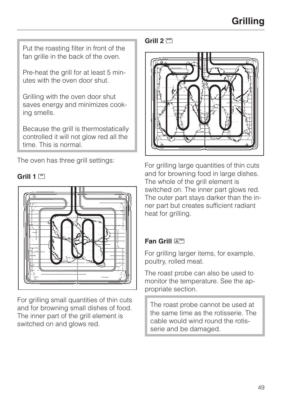 Grilling 49, Grilling | Miele H 387-1 B KAT User Manual | Page 49 / 76