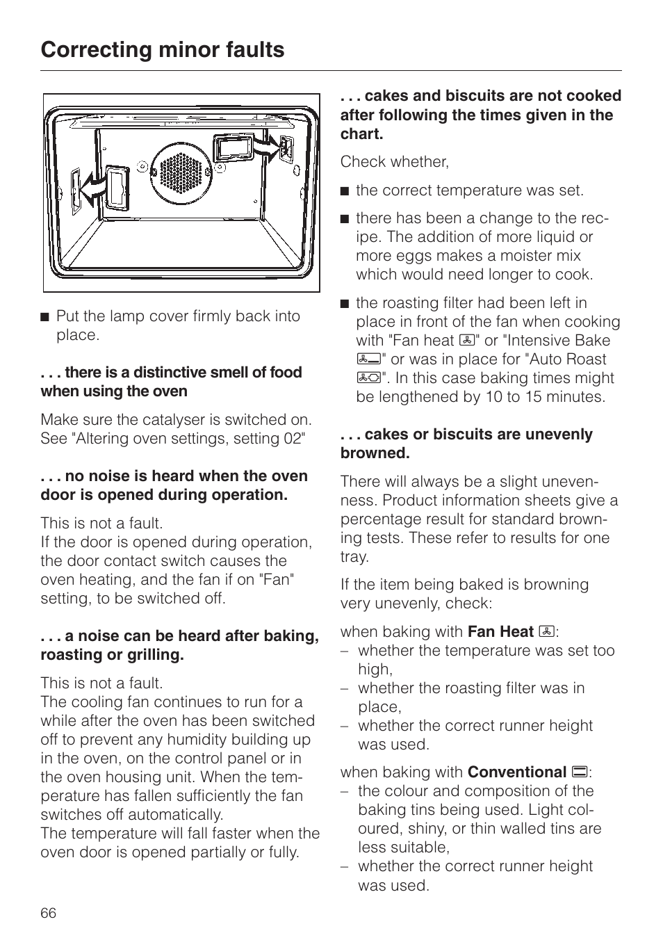 Correcting minor faults | Miele H 387-1 B KAT User Manual | Page 66 / 76