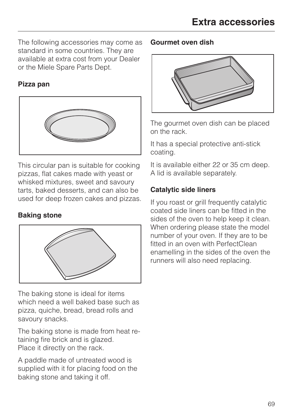 Extra accessories 69, Extra accessories | Miele H 387-1 B KAT User Manual | Page 69 / 76