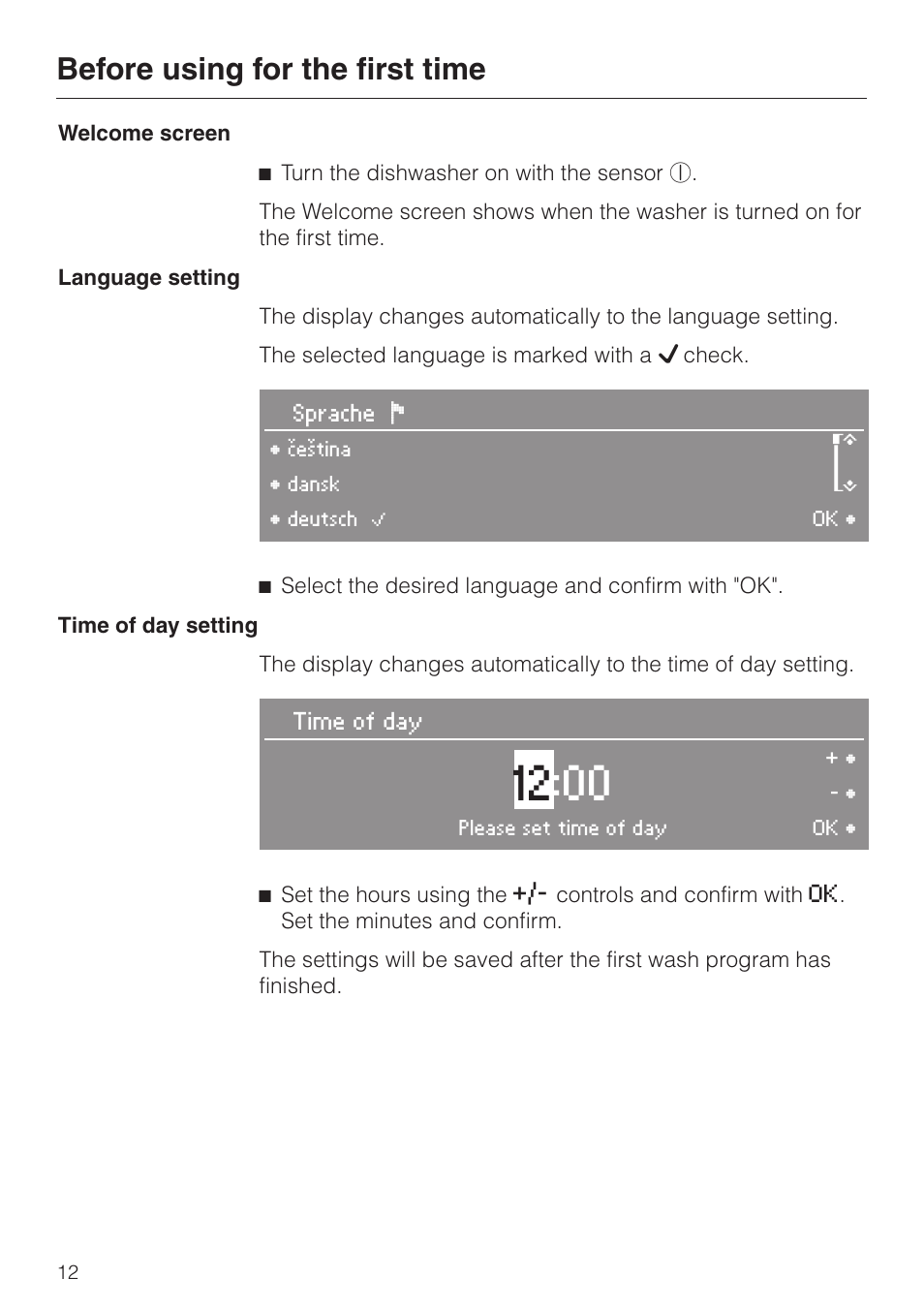 Before using for the first time | Miele LaPerla G 2830 SCi User Manual | Page 12 / 80