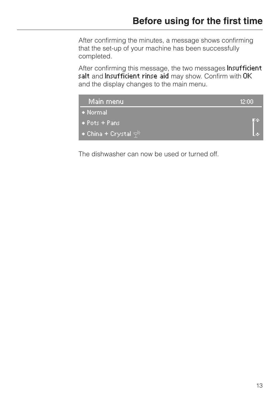 Before using for the first time | Miele LaPerla G 2830 SCi User Manual | Page 13 / 80