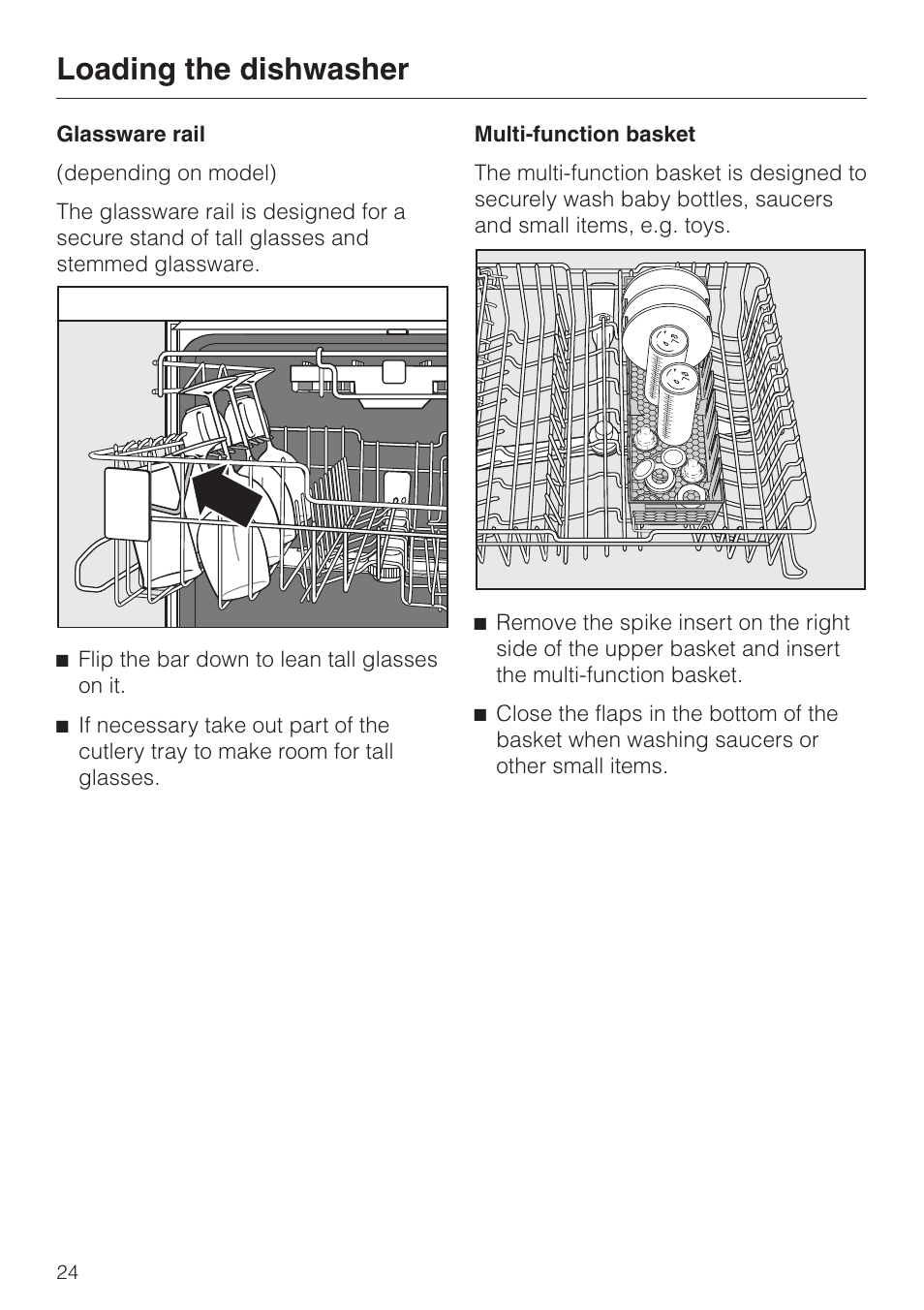 Loading the dishwasher | Miele LaPerla G 2830 SCi User Manual | Page 24 / 80