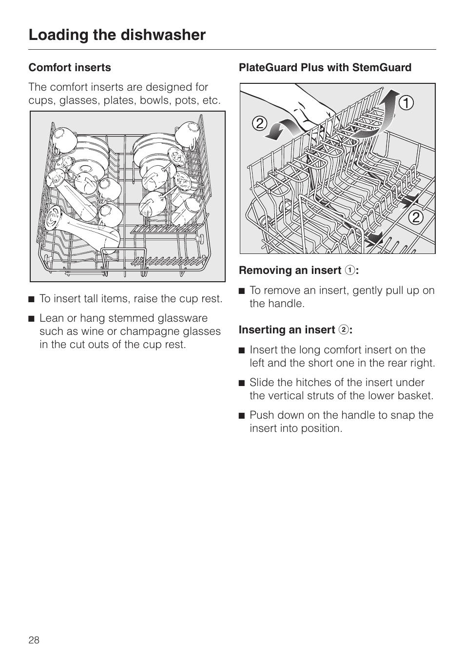 Loading the dishwasher | Miele LaPerla G 2830 SCi User Manual | Page 28 / 80