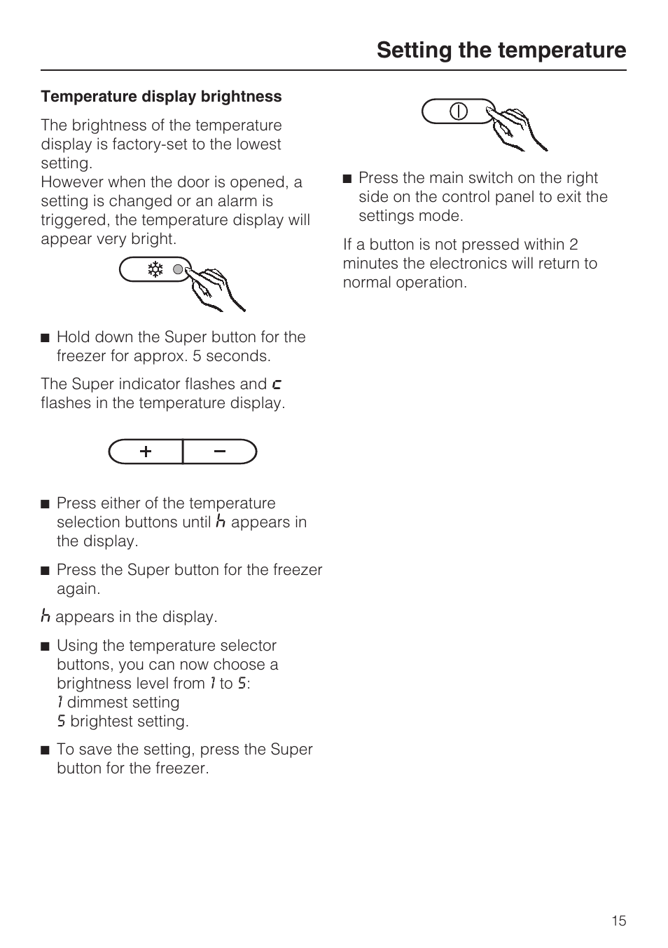 Setting the temperature | Miele KFN 9755 iDE EN User Manual | Page 15 / 60