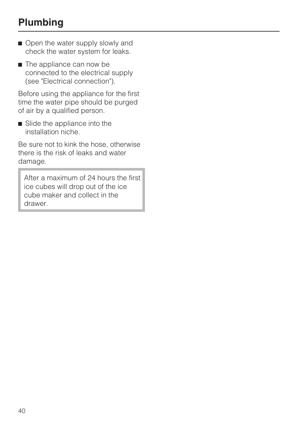 Plumbing | Miele KFN 9755 iDE EN User Manual | Page 40 / 60