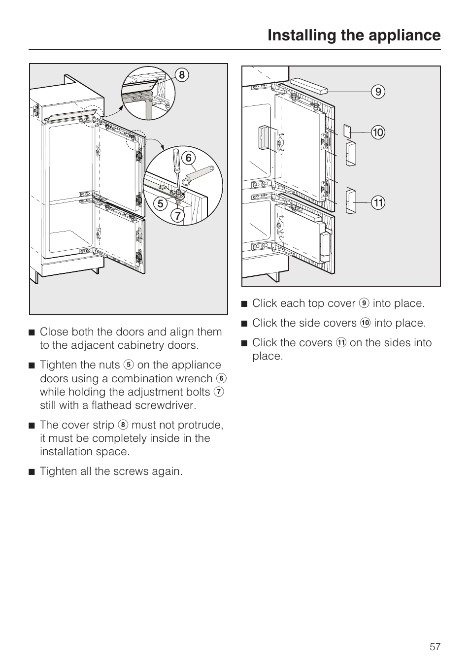 Installing the appliance | Miele KFN 9755 iDE EN User Manual | Page 57 / 60