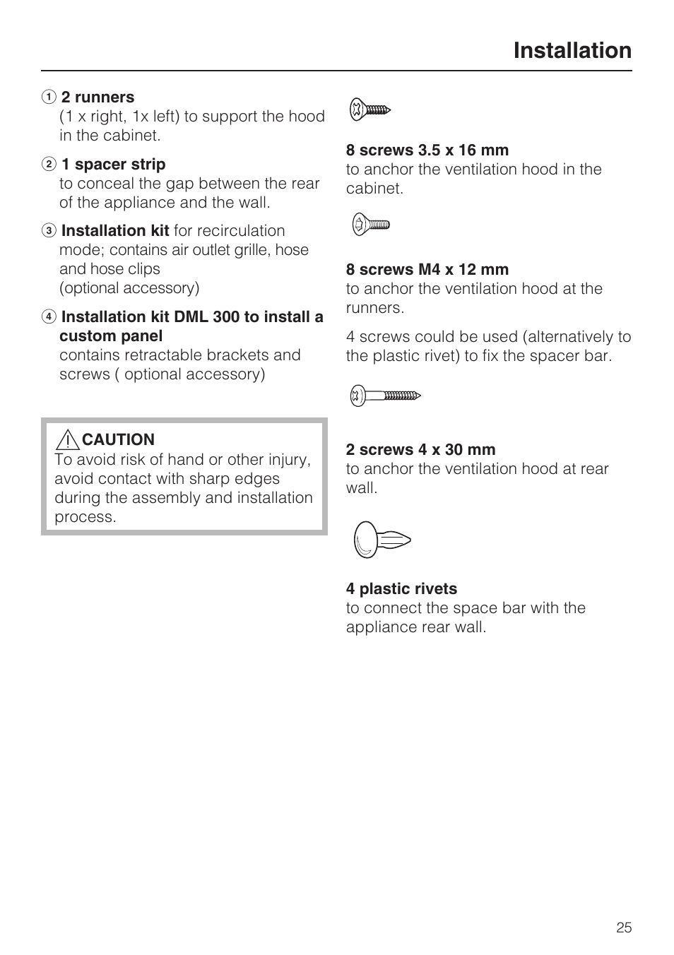 Installation | Miele DA 3180 EN User Manual | Page 25 / 40
