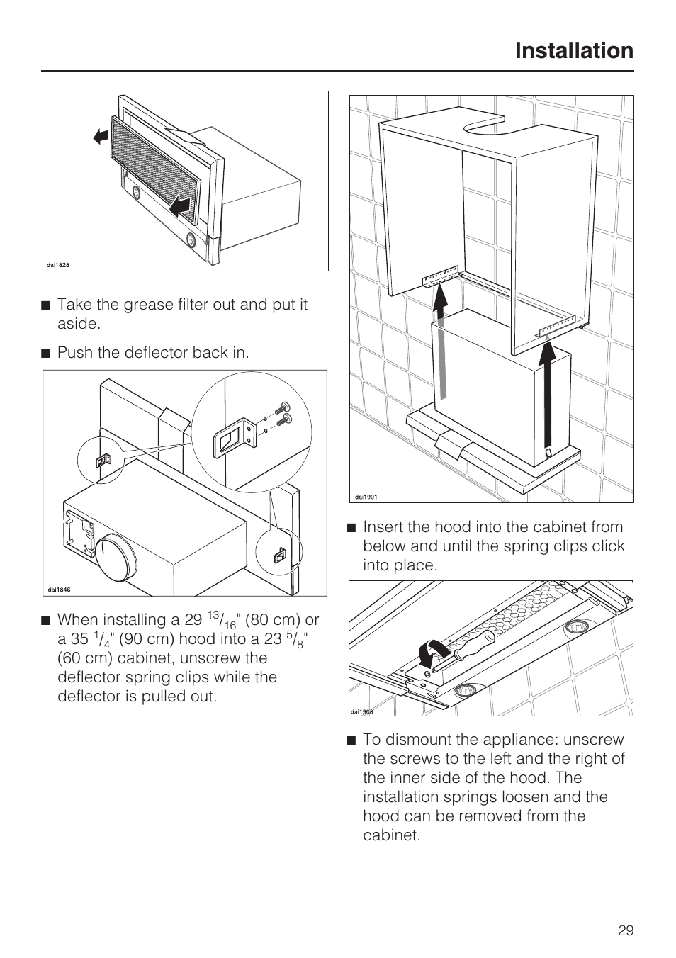 Installation | Miele DA 3180 EN User Manual | Page 29 / 40