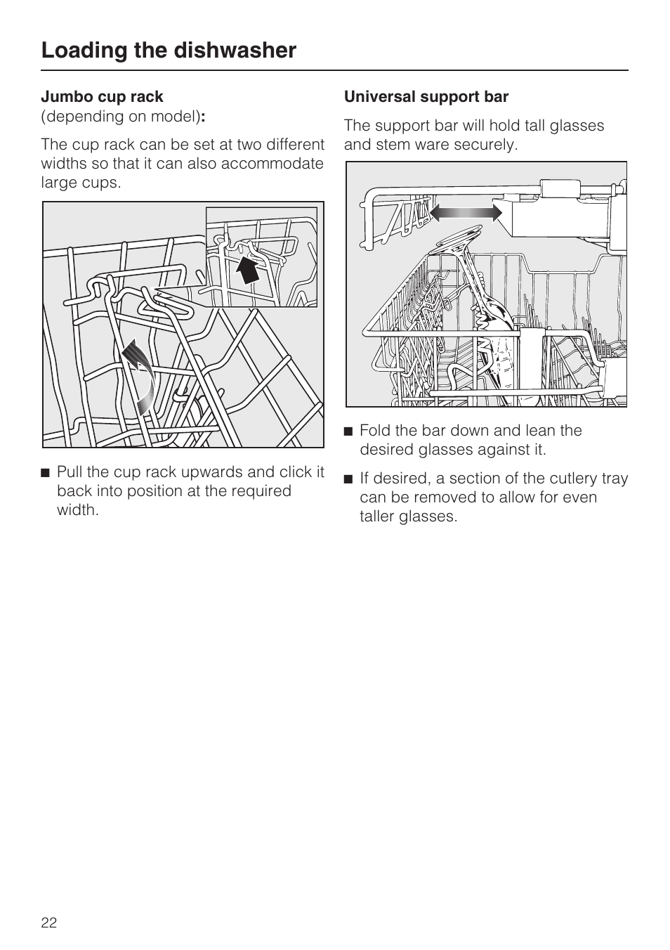 Loading the dishwasher | Miele G 5515 User Manual | Page 22 / 68