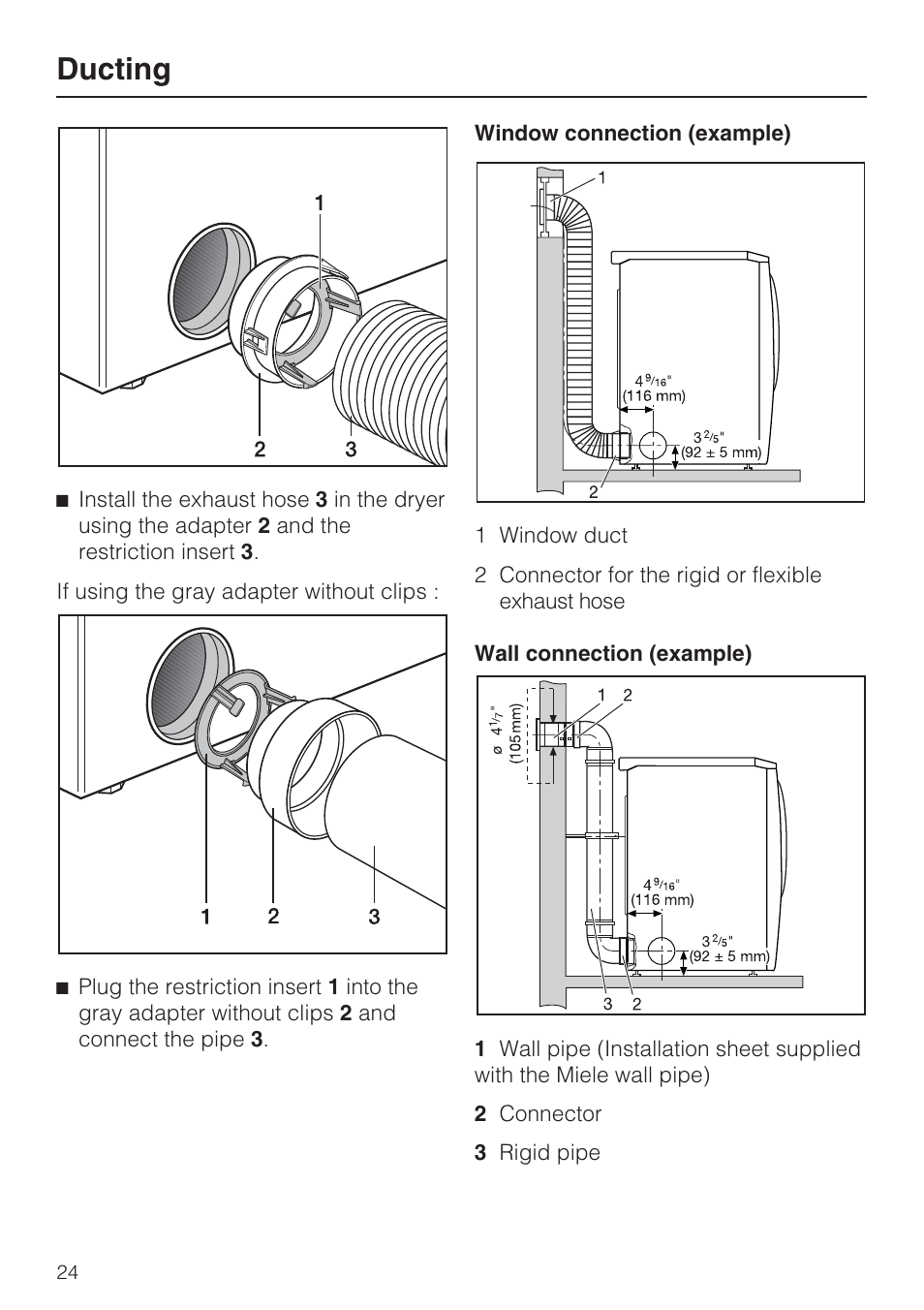 Ducting | Miele T 9822 User Manual | Page 24 / 28