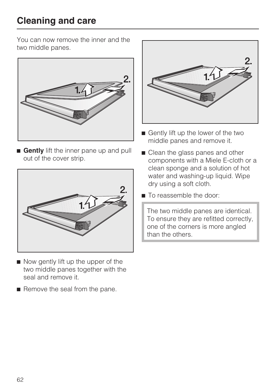 Cleaning and care | Miele H 5961 B User Manual | Page 62 / 84