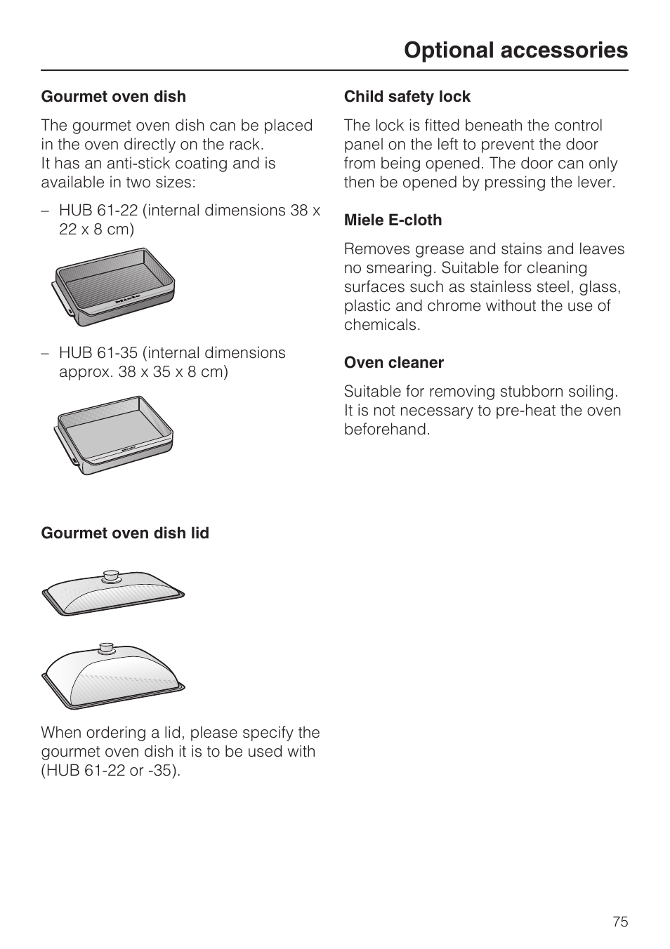 Optional accessories | Miele H 5961 B User Manual | Page 75 / 84